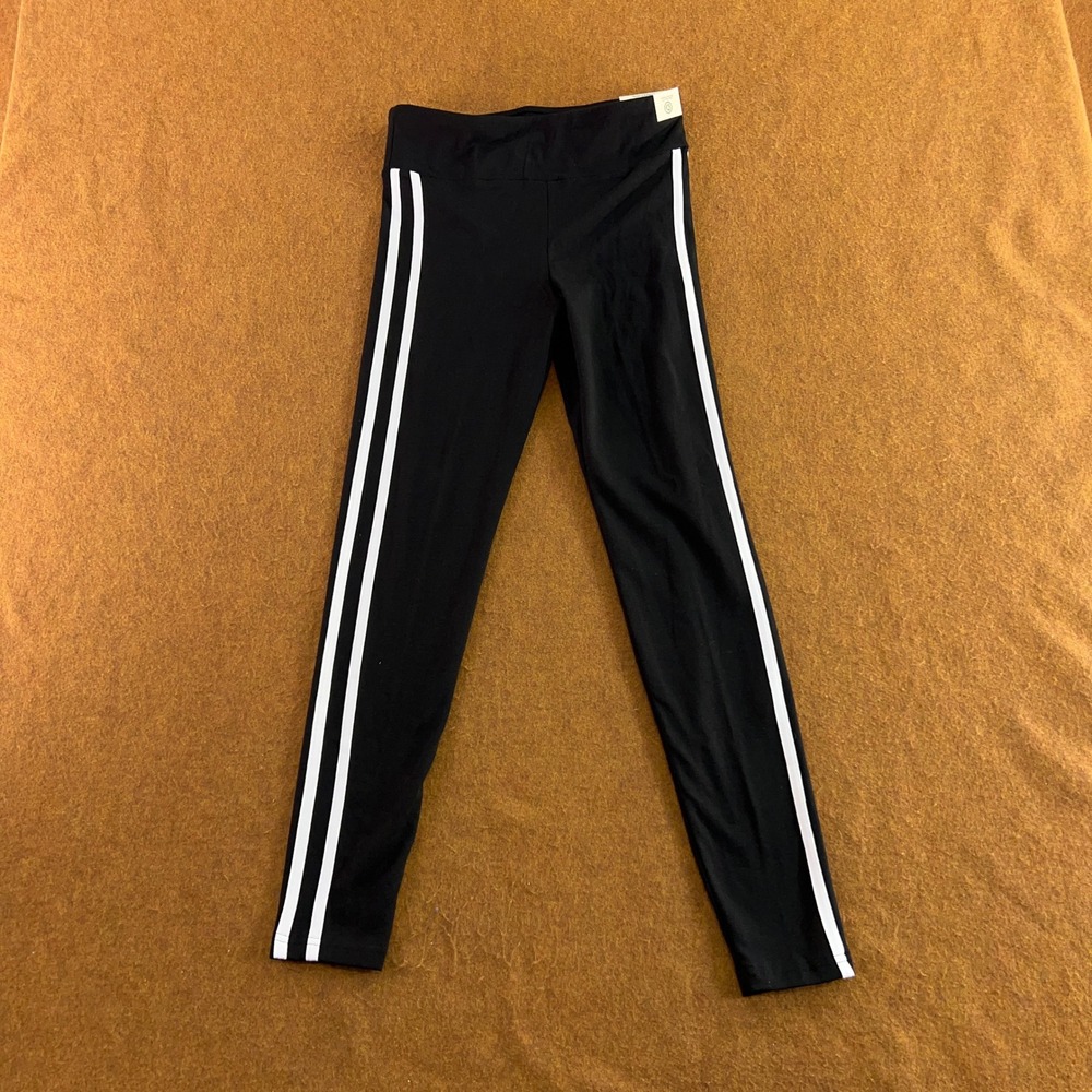 No Boundaries Womens Small 4-6 Black White Stripe Athletic Leggings NWT